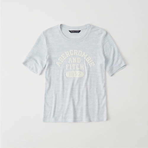A&F麋鹿Abercrombie&Fitch 經典文字短袖T恤(女)-水藍色 157-584-1803-210