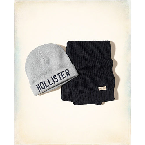 Hollister 海鷗 經典文字設計圍巾毛帽組-混色 316-712-0151-200
