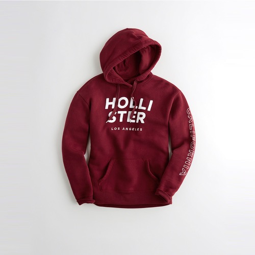 Hollister 海鷗 經典刺繡文字連帽T恤(女)-紅色 352-524-0250-520