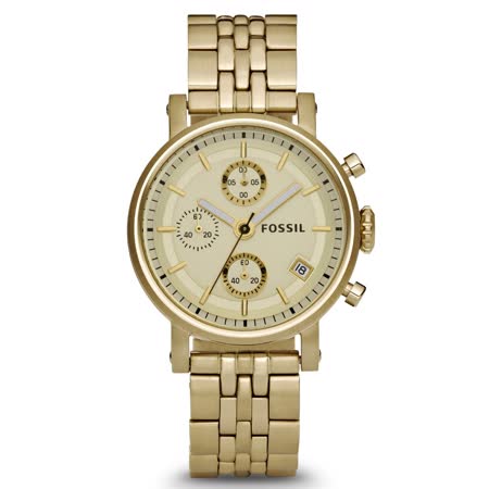 FOSSIL 時尚首選 不鏽鋼錶帶 日期顯示 指針女錶 ES2197