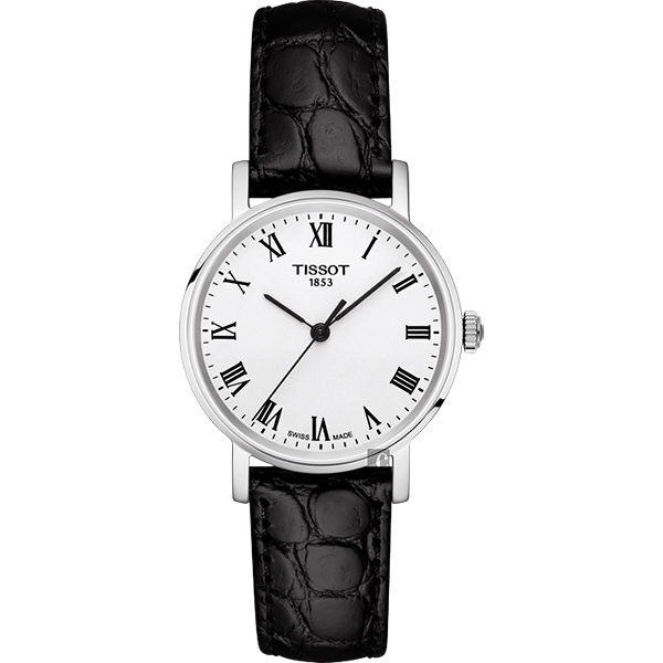 TISSOT 天梭 Everytime 羅馬經典女錶-銀x黑/30mm T1092101603300