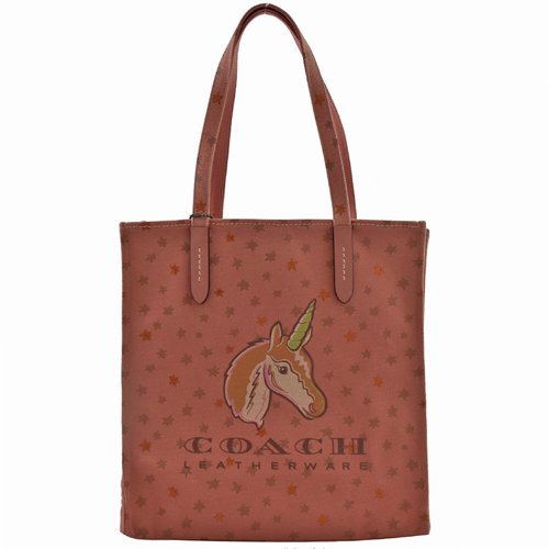COACH 新款獨角獸馬車帆布托特包.粉
