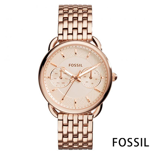 FOSSIL 洗鍊感經典鋼帶玫瑰金腕錶(ES3713)-玫瑰金/35mm