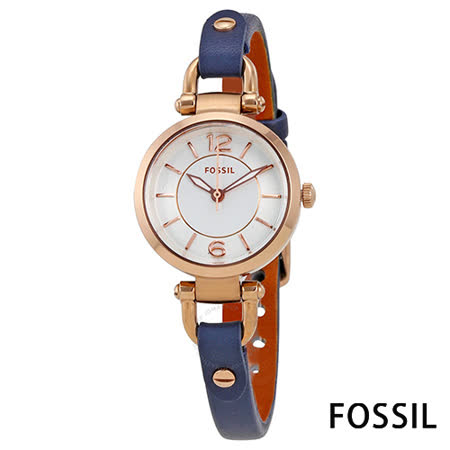 FOSSIL 放
玫瑰金藍皮革女錶
