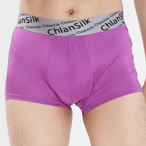 【Chlansilk闕蘭絹】100%蠶絲new color白廠絲男平口褲-葡萄紫