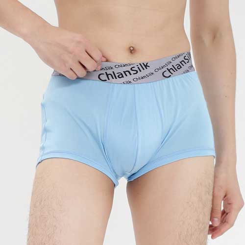 【Chlansilk闕蘭絹】100%蠶絲夏日亮光白廠絲男平口褲-天空藍