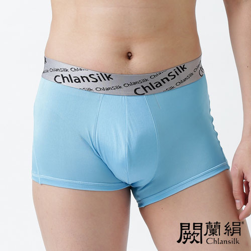 【Chlansilk闕蘭絹】100%蠶絲夏日亮光白廠絲男平口褲-藍