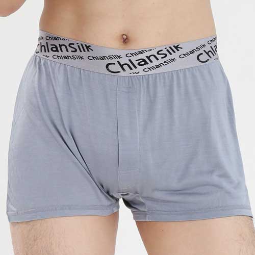 【Chlansilk闕蘭絹】100%蠶絲完美型男舒適透氣四角平口褲-88991(淺灰)
