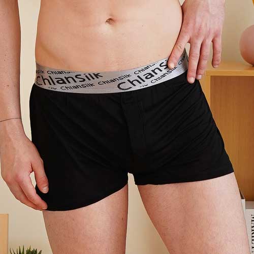 【Chlansilk闕蘭絹】100%蠶絲完美型男舒適透氣四角平口褲(M)-88991(黑)