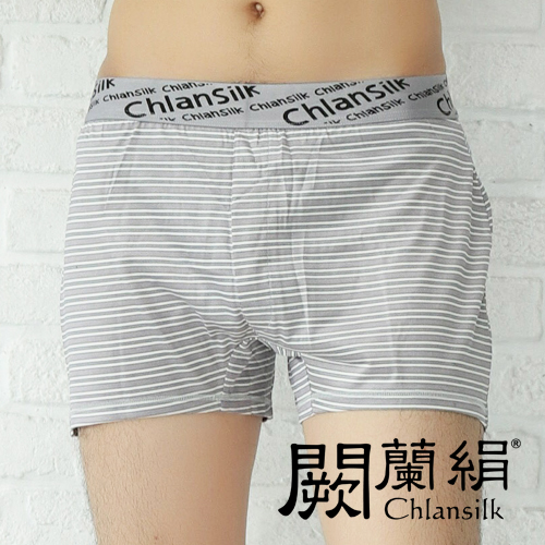 【Chlansilk闕蘭絹】100%蠶絲完美型男舒適透氣四角平口褲-88992(條紋)