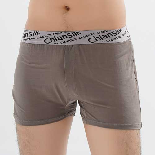 【Chlansilk闕蘭絹】100%蠶絲舒適透氣四角平口褲-88993-1(灰)