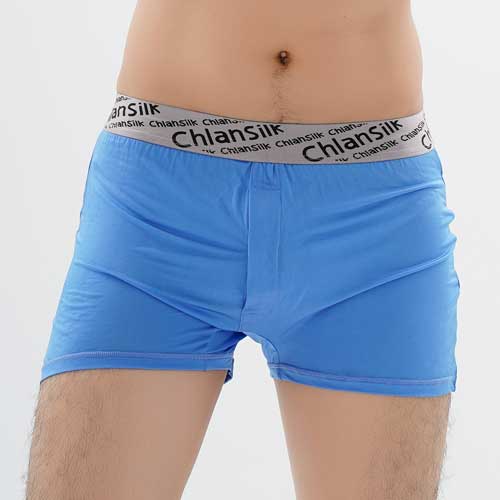 【Chlansilk闕蘭絹】100%蠶絲舒適透氣四角平口褲-88993-1(藍)