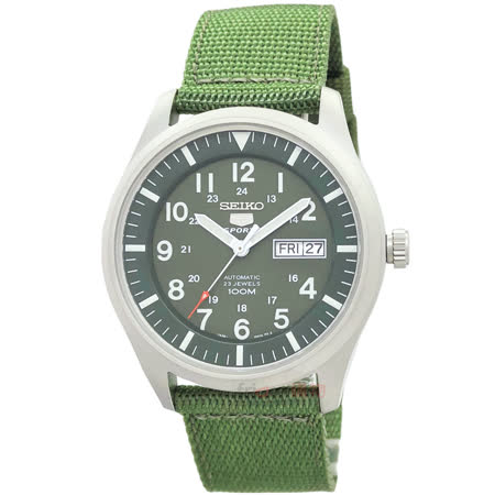 SEIKO 手錶 SNZG09K1 精工表 軍綠色 夜光 盾牌5號 帆布 軍用 自動機械 男錶