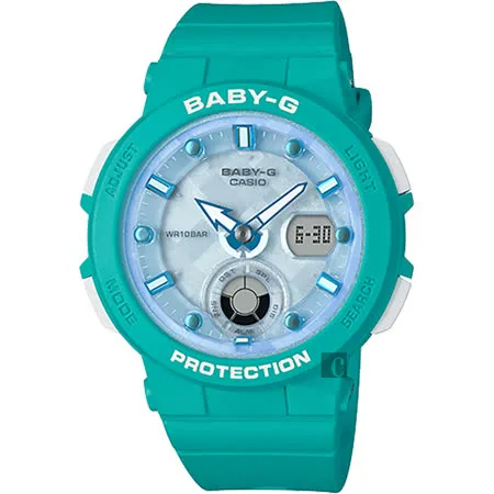 CASIO 卡西歐 Baby-G 海洋渡假 霓虹手錶-藍x綠 BGA-250-2A / BGA-250-2ADR