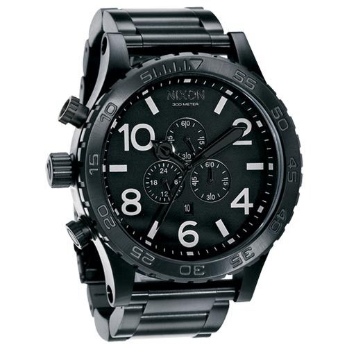 NIXON The 51-30 CHRONO 潛龍諜影運動腕錶-鋼帶-黑-NXA083001