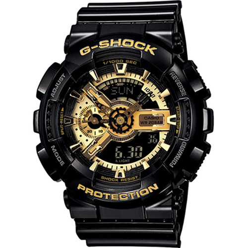 G-SHOCK 重機裝備 雙顯運動錶 GA-110GB-1A 黑金