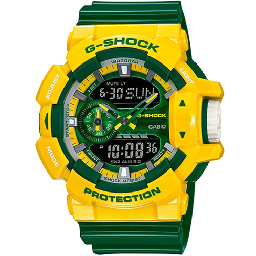 G-SHOCK 玩酷撞色運動錶 GA-400CS-9A 黃x綠
