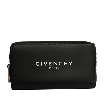 【GIVENCHY】LOGO字母黑白塗鴉牛皮ㄇ型拉鏈長夾