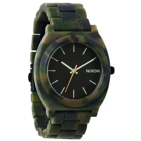 NIXON The TIME TELLER ACETATE 絕代風華時尚玻麗腕錶(迷彩綠)-NXA3271428