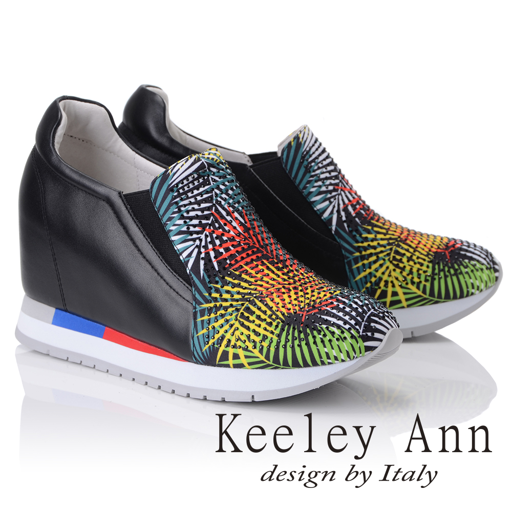 Keeley Ann異國情懷~魅力四射內增高真皮休閒鞋(黑色876822310-Ann系列)