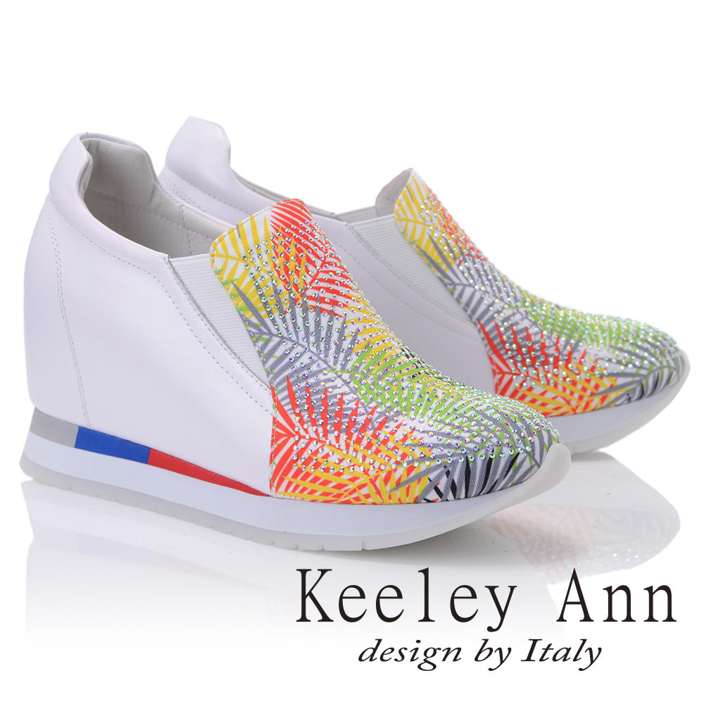 Keeley Ann異國情懷~魅力四射內增高真皮休閒鞋(白色876822340-Ann系列)