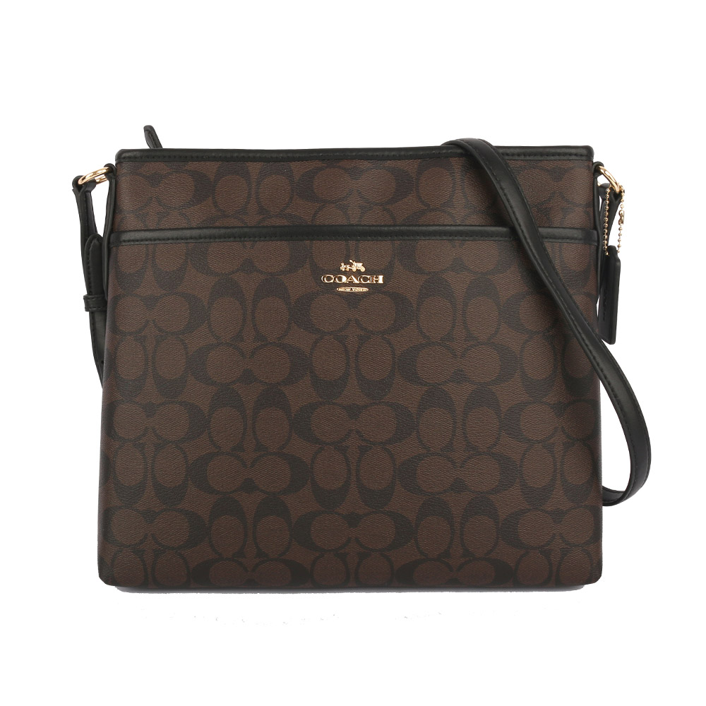 【COACH】PVC LOGO斜背包(薄款)(巧克力)