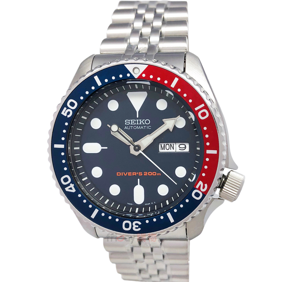 SEIKO SKX009K2 精工表 自動機械錶 200米運動潛水錶 DIVER 鎖牙式錶冠 夜光 紅籃框鋼帶 男錶