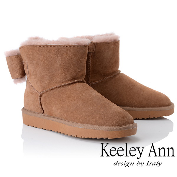 Keeley Ann暖心戀冬~甜美可愛立體蝴蝶結全真皮雪靴(駱駝色877772120-Ann系列)