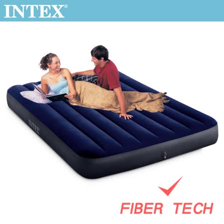 【INTEX】經典雙人(新款FIBER TECH)充氣床墊-寬137cm(64758)