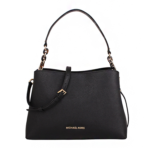 MICHAEL KORS- 金字LOGO防刮手提/斜背方型包(黑色)中
