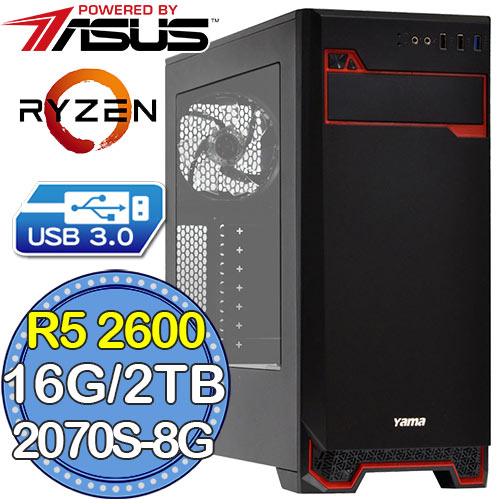 華碩B450平台【嵐月魔武】Ryzen六核 RTX2070-8G獨顯 2TB效能電腦