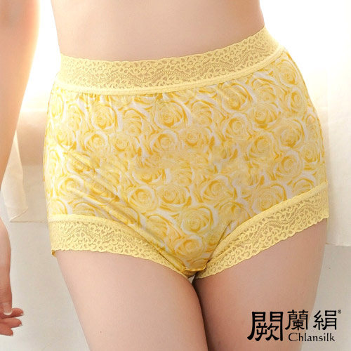 【Chlansilk 闕蘭絹】經典薔薇100%蠶絲內褲-88104-1(黃)