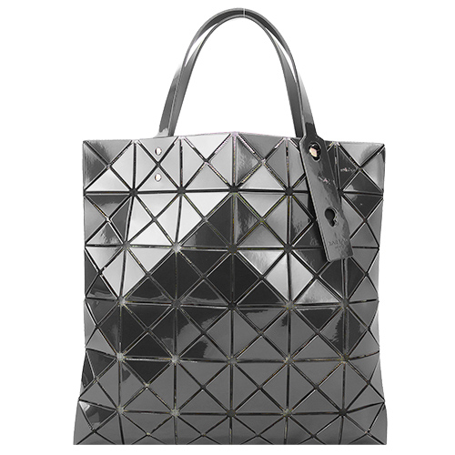 ISSEY MIYAKE 三宅一生BAOBAO 金屬亮面方格6x6手提包(鐵灰)