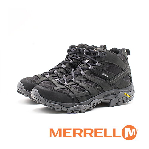 MERRELL MOAB 2 SMOOTH MID GORE-TEX®登山鞋/郊山鞋/黃金大底健走 男鞋-黑(另有咖)
