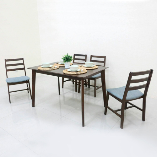 AS-布茲胡桃色餐桌椅組-120x80x75cm(一桌四椅)