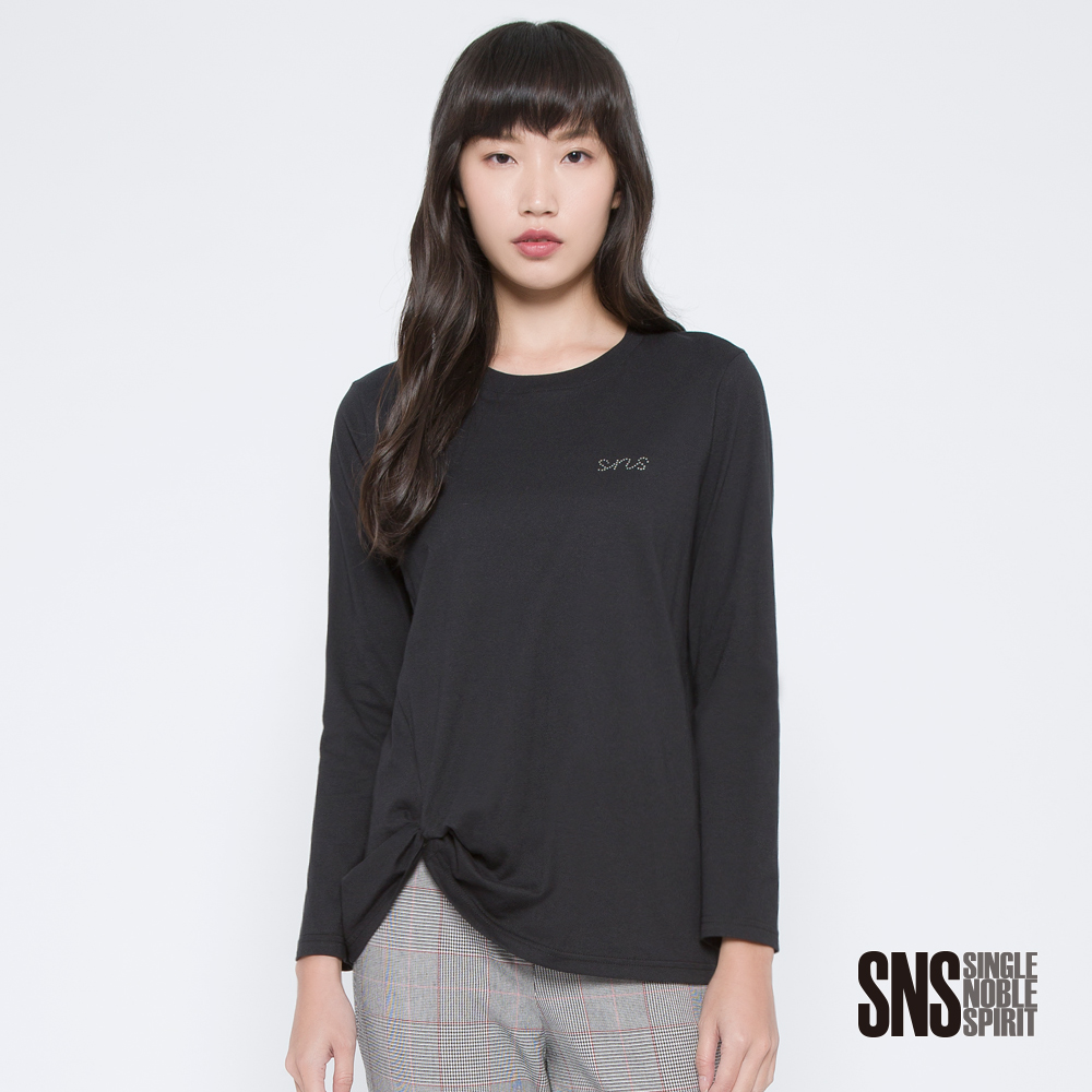 SNS 簡單生活品牌珠飾字母抓皺上衣(3色)