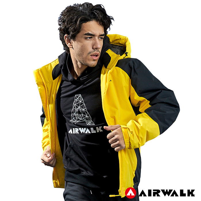 【AIRWALK】男款舖棉連帽外套-黃色