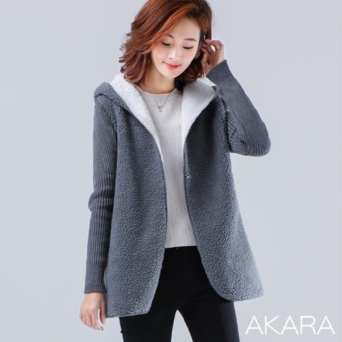AKARA 保暖絨毛連帽修身剪裁外套