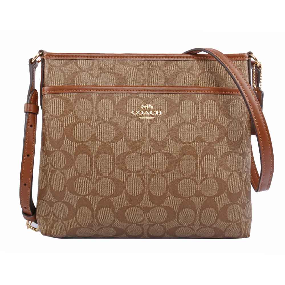 【COACH】PVC LOGO斜背包(薄款)(木頭色)