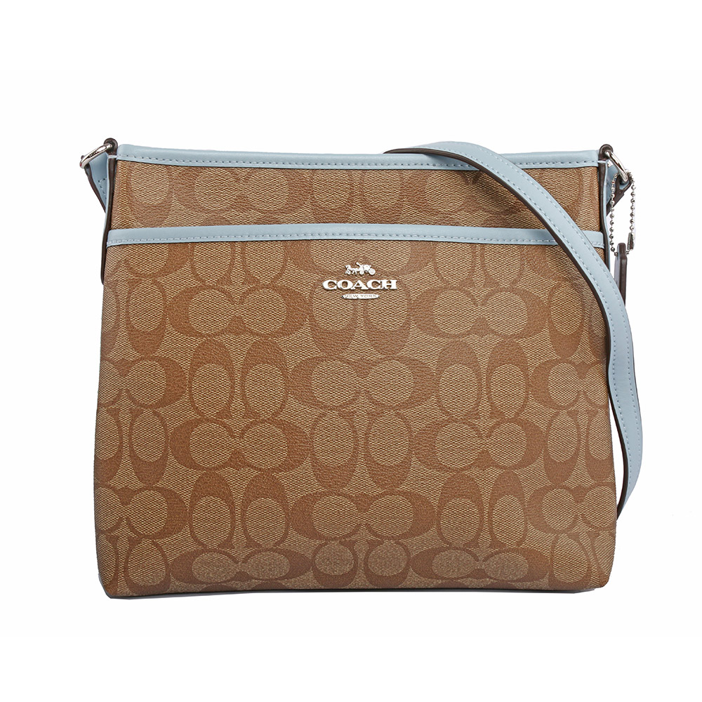 【COACH】PVC LOGO斜背包(薄款)(藍色系)