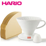 【日本 HARIO】1-4人份 有田燒陶瓷濾杯+無漂白02濾紙100張