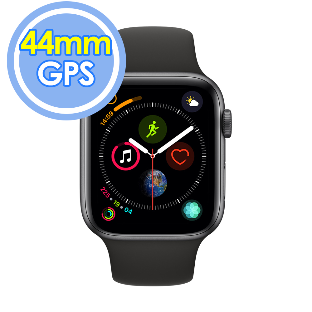 Apple Watch Series 4 GPS 44公釐 太空灰色鋁搭配黑色運動型錶帶智慧手錶