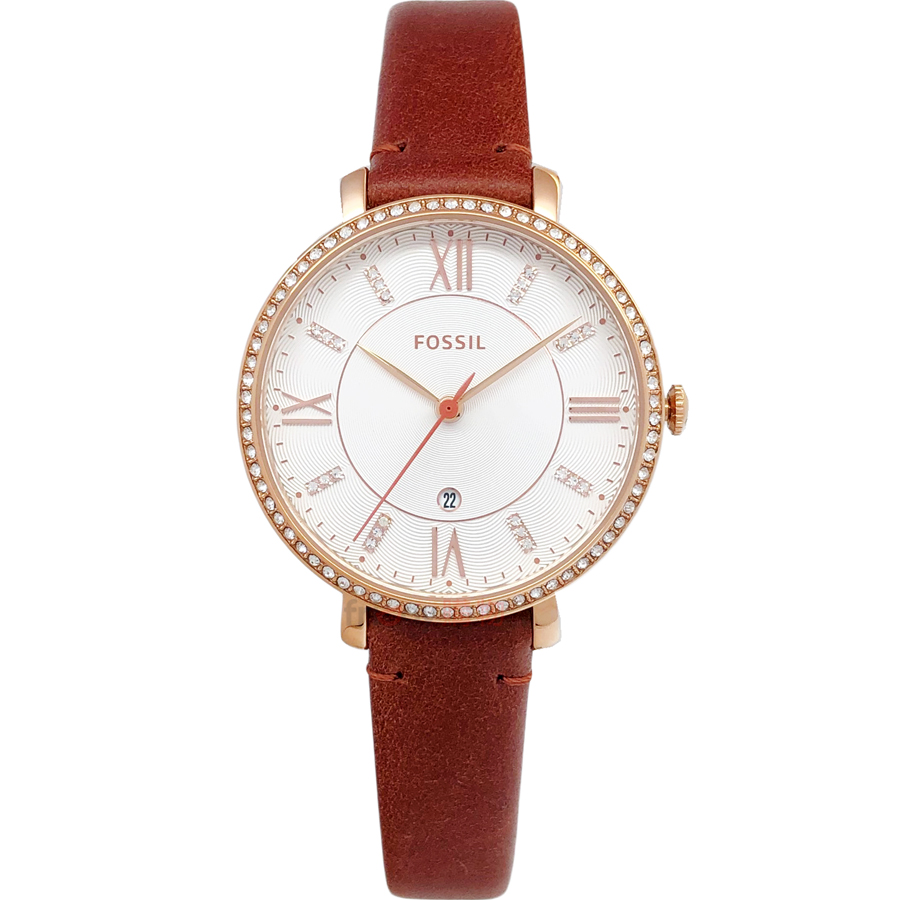 FOSSIL 手錶 ES4413 晶鑽閃耀玫瑰金 咖啡色皮帶 女錶