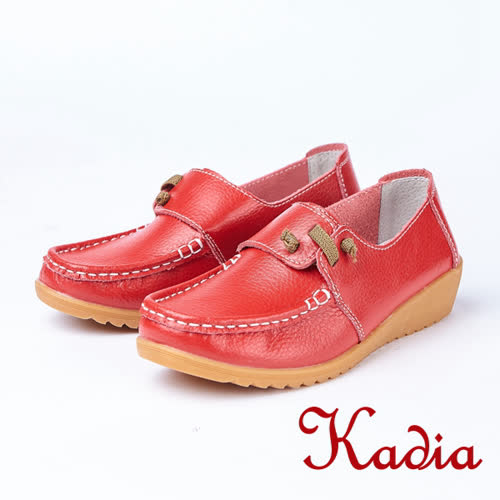 kadia.懶人鞋-牛皮平底休閒鞋(8512-60紅色)