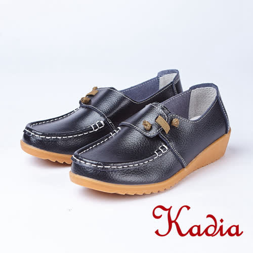 kadia.懶人鞋-牛皮平底休閒鞋(8512-90黑色)