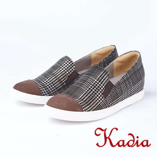 kadia.英倫風 經典格子紋休閒鞋(8525-75咖啡色)