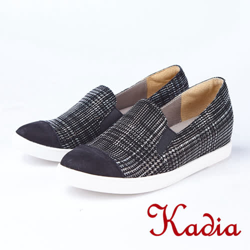 kadia.英倫風 經典格子紋休閒鞋(8525-95黑色)