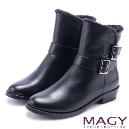 【MAGY】
典雅格紋蝴蝶結皮短靴