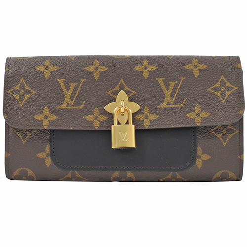 Louis Vuitton LV M62577 新版 Flower 經典花紋扣式長夾.黑_現貨