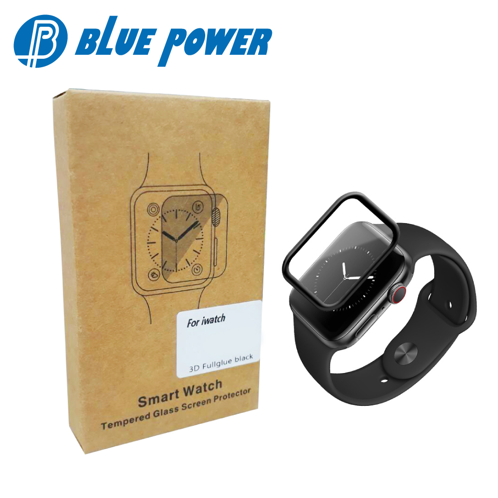 BLUE POWER APPLE WATCH 38mm 40mm 42mm 44mm 3D滿版 9H鋼化玻璃保護貼